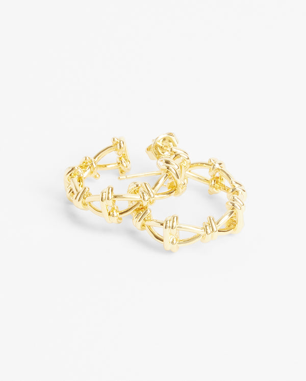 Barbed Wire Hoop Earrings - Gold