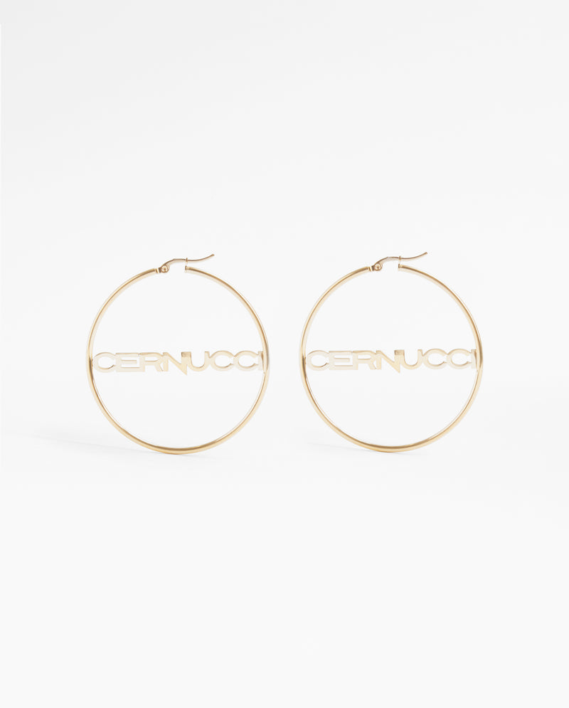 Cernucci Branded Small Hoop Earrings - Gold