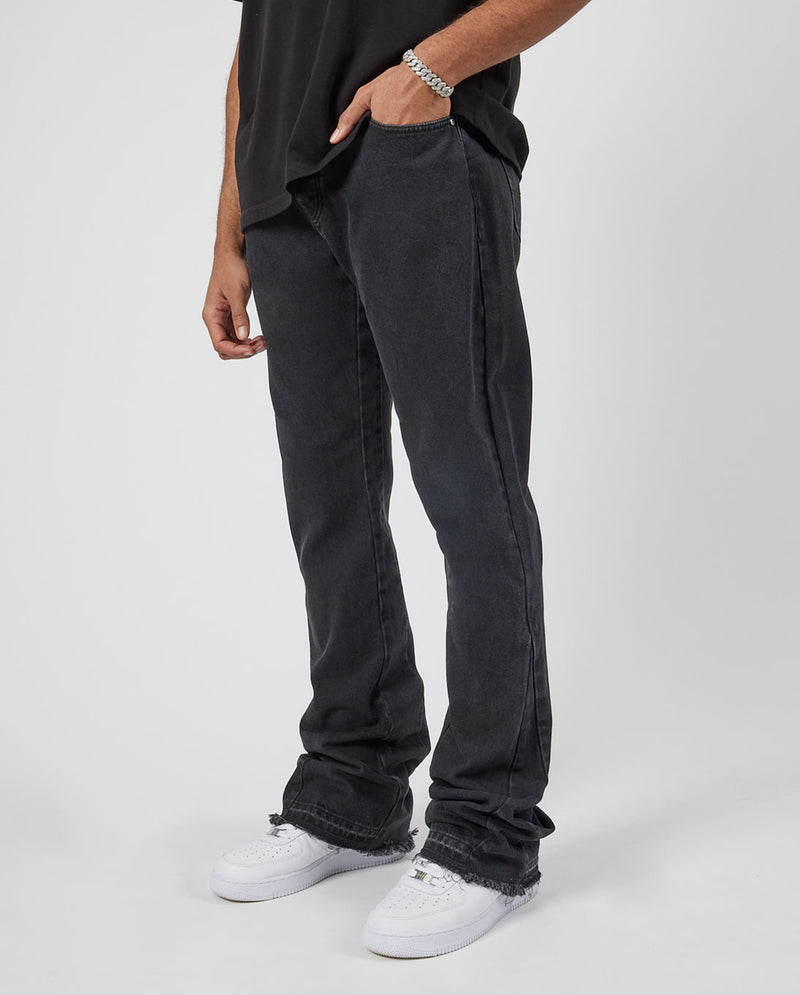 Relaxed Panelled Jeans - Washed Black