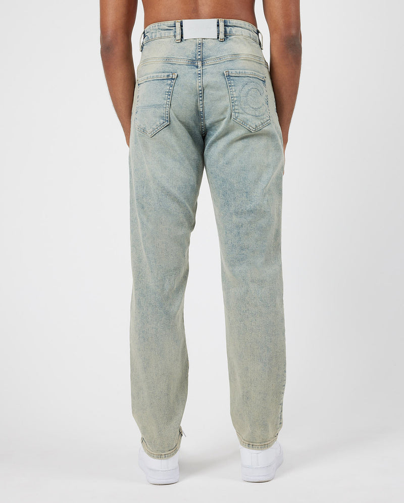 Straight Leg Denim Jeans - Vintage Blue