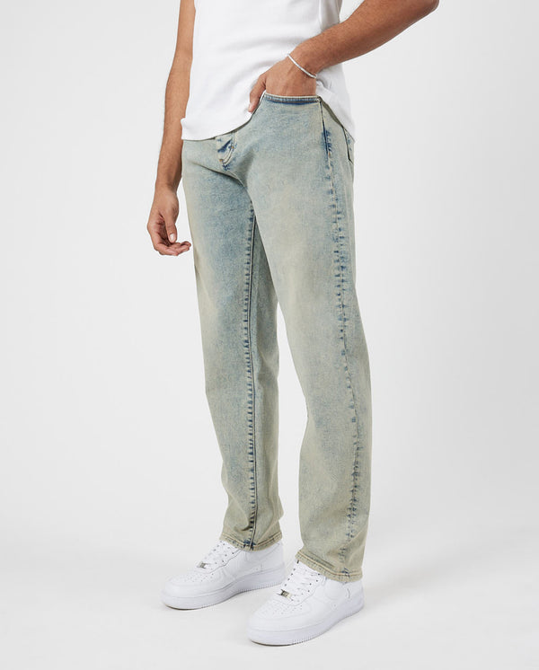 Straight Leg Denim Jeans - Vintage Blue