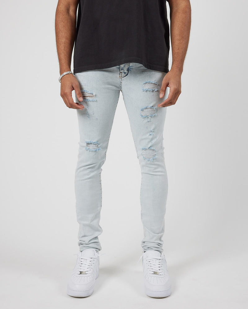 Skinny Ripped Jeans - Ice Blue