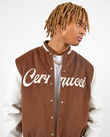 Cernucci Varsity Bomber Jacket - Chocolate