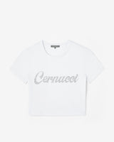 Cernucci Rhinestone Cropped T-Shirt - White