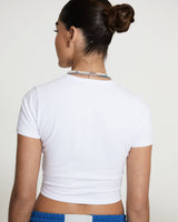 Cernucci Rhinestone Cropped T-Shirt - White