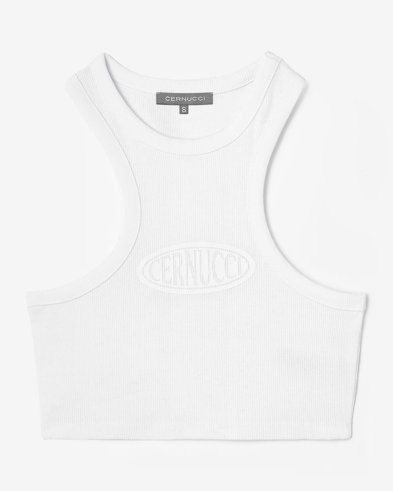 Cernucci Logo Super Crop Racer Vest - White