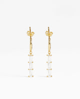 Clear Stone Baguette Drop Earrings - Gold