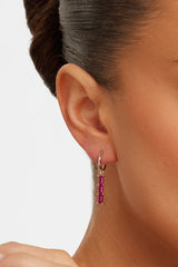 Clear Pink Stone Baguette Drop Earrings