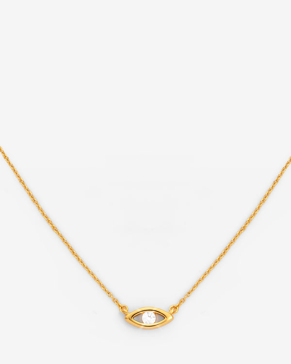 Iced Mini Evil Eye Necklace - Gold