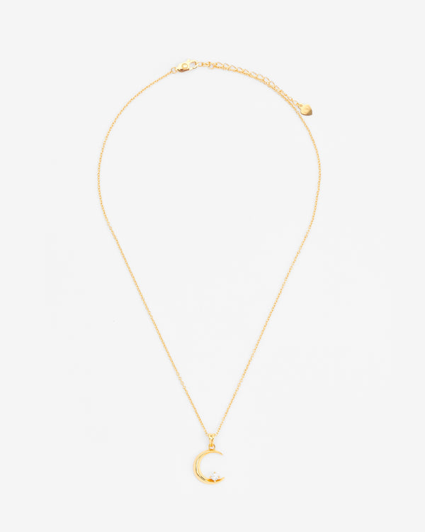 Iced Moon Necklace - Gold