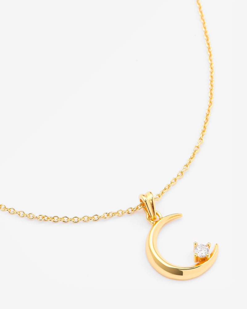 Iced Moon Necklace - Gold