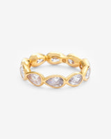 Iced Pear Infinity Ring - Gold