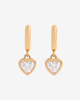 Gem Heart Hoop Earrings - Gold