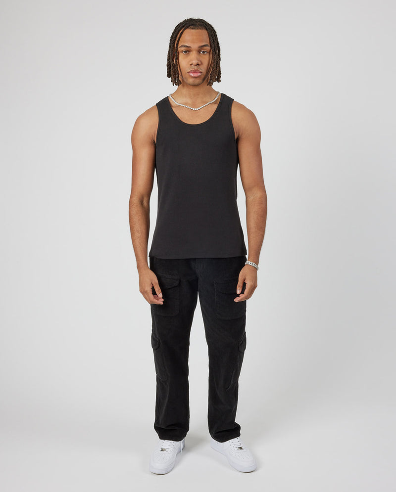 Slim Ribbed Vest - Black