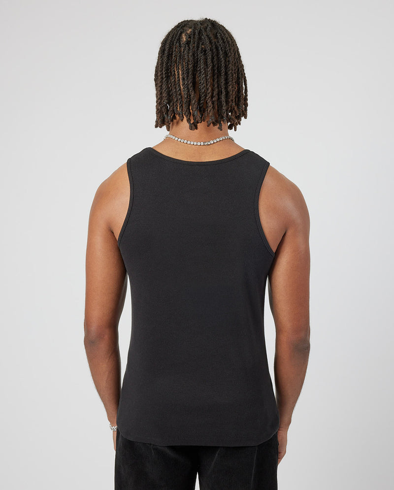 Slim Ribbed Vest - Black