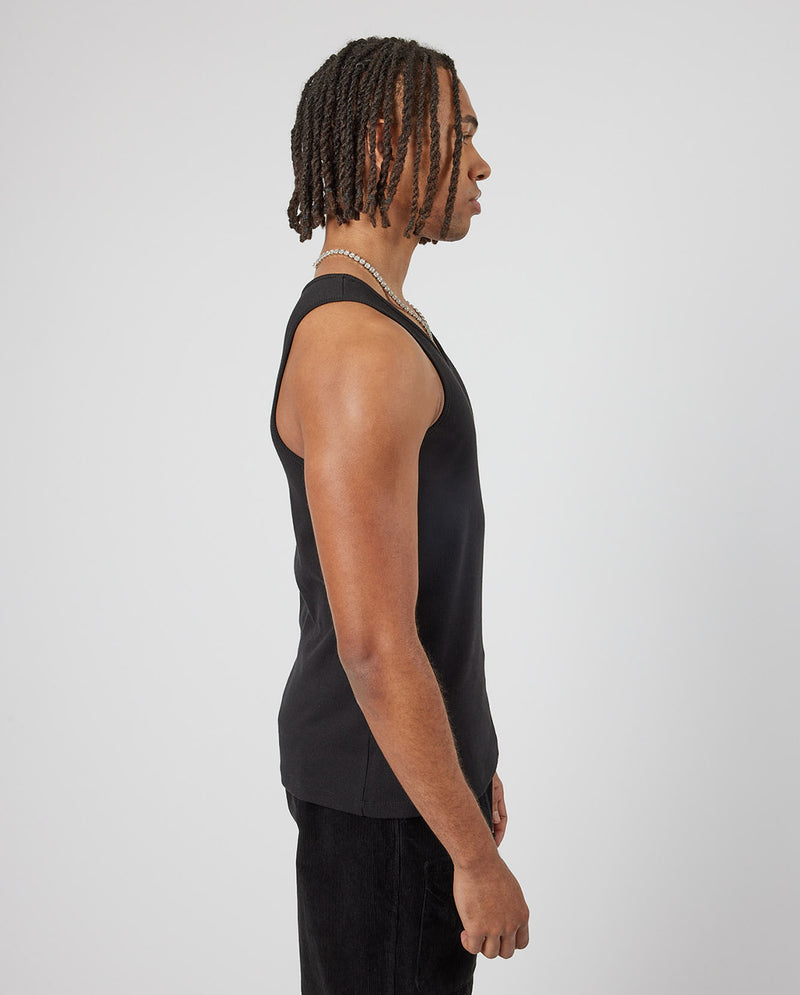 Cernucci Muscle Fit Ribbed Vest - Black