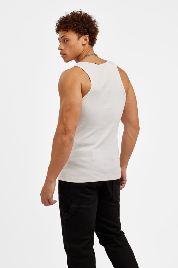 Cernucci Muscle Fit Ribbed Vest - White