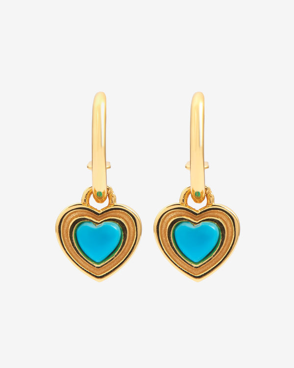 Heart Enamel Hoop Earrings - Gold