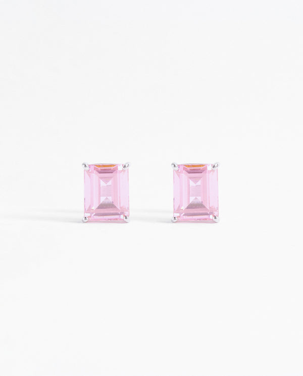 Hot Pink Baguette Stud Earrings