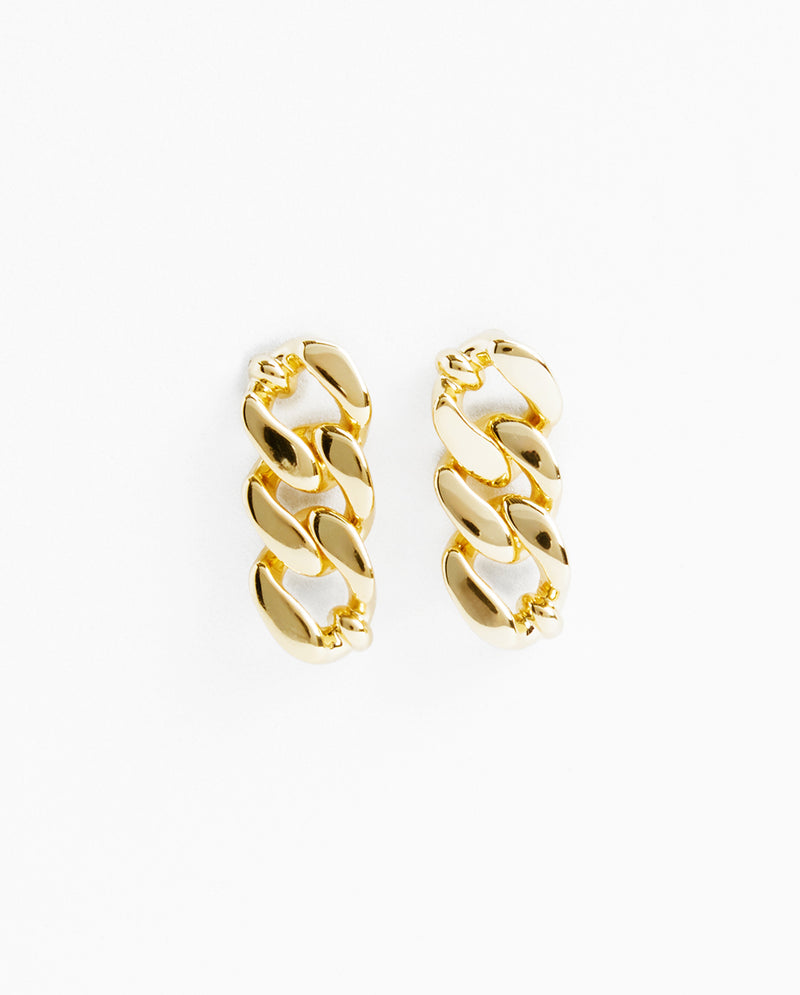 Curb Chain Drop Earrings - Gold