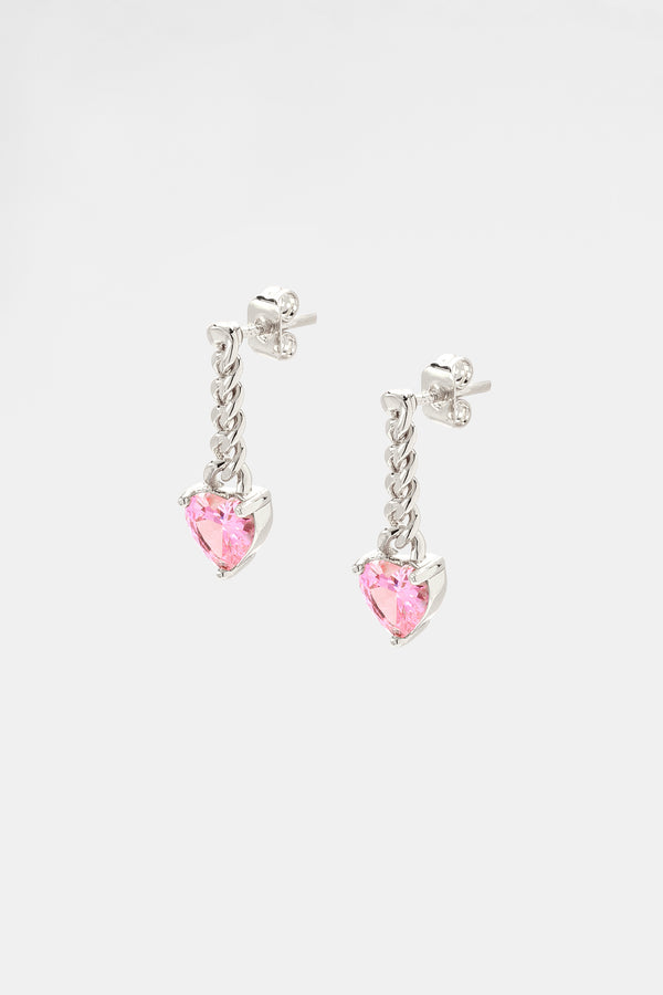 Heart Stone Cuban Drop Earrings