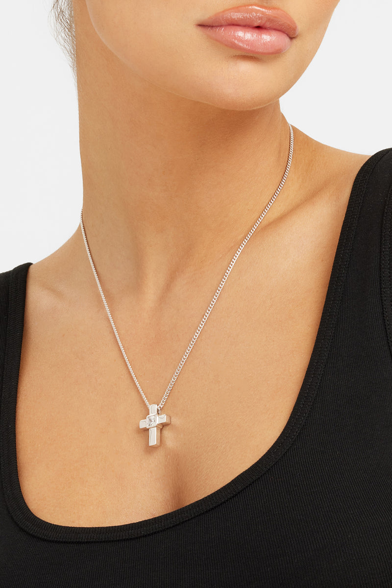 Iced Cross Box Chain Necklace