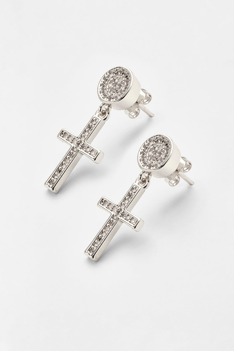 White gold cross earrings on sale studs