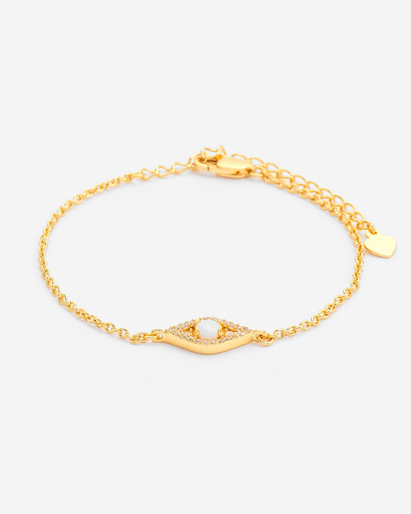 Iced Opal Mini Evil Eye Bracelet - Gold