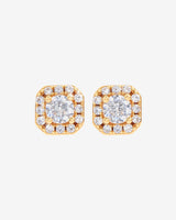 7mm Iced Cluster Stud Earrings - Gold