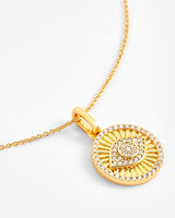 Iced Evil Eye Disc Necklace - Gold