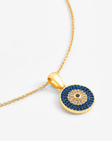 Iced Evil Eye Motif Necklace - Gold