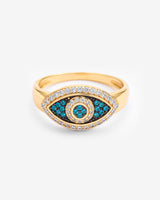 Iced Evil Eye Ring - Gold