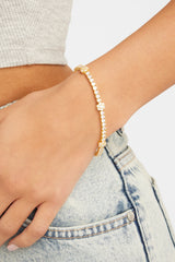 Iced Floral Detail Tennis Bracelet - Gold