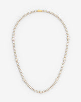 Iced Floral Detail Tennis Chain - Gold