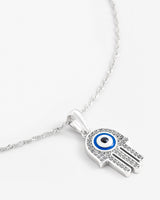 Iced Hamsa Hand Motif Necklace