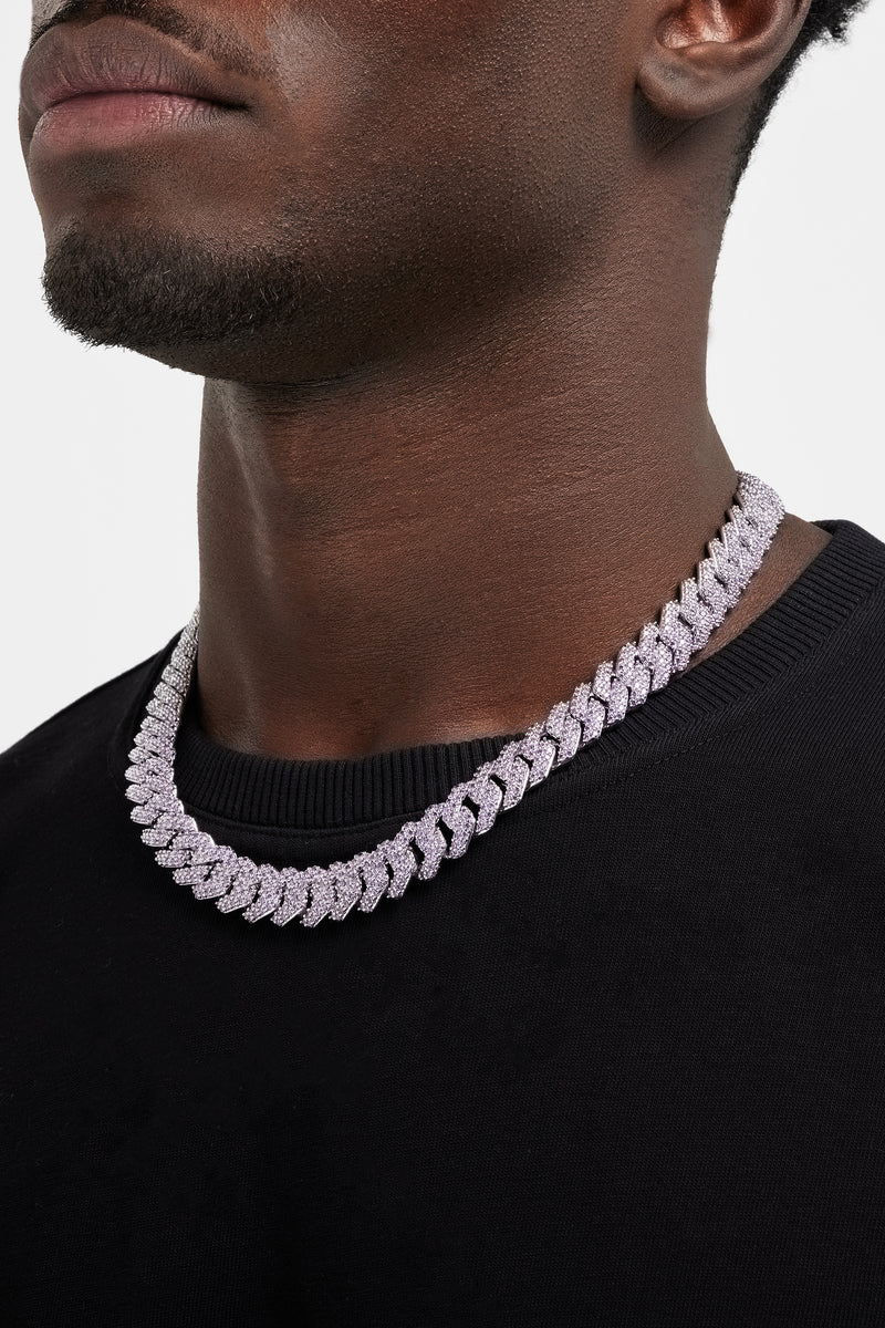 14mm Iced Lilac Prong Cuban Chain