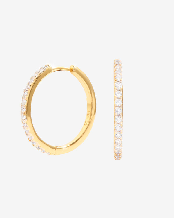 Iced Minimal Hoop Earrings - Gold