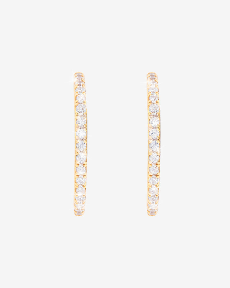 Iced Minimal Hoop Earrings - Gold