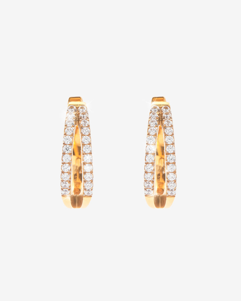 Iced Row Hoop Earrings - Gold