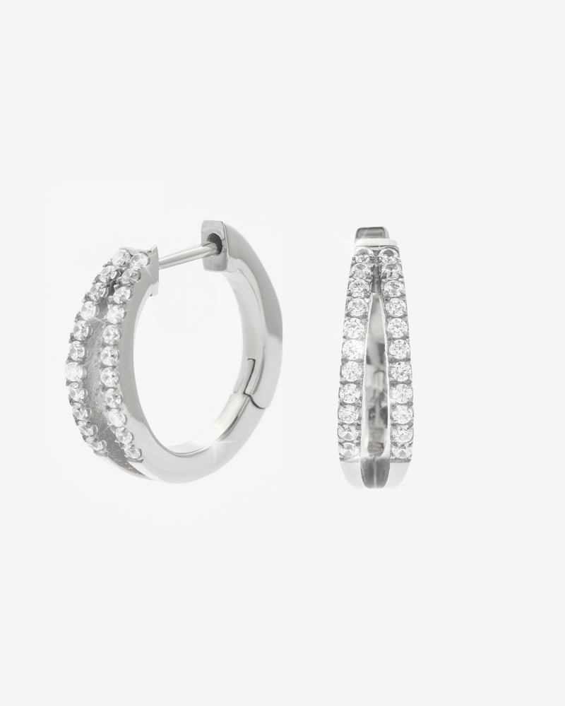 Iced Row Hoop Earrings