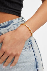 Iced Round Stone Bracelet - Gold