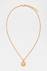 Iced Sunburst Box Chain Necklace - Gold