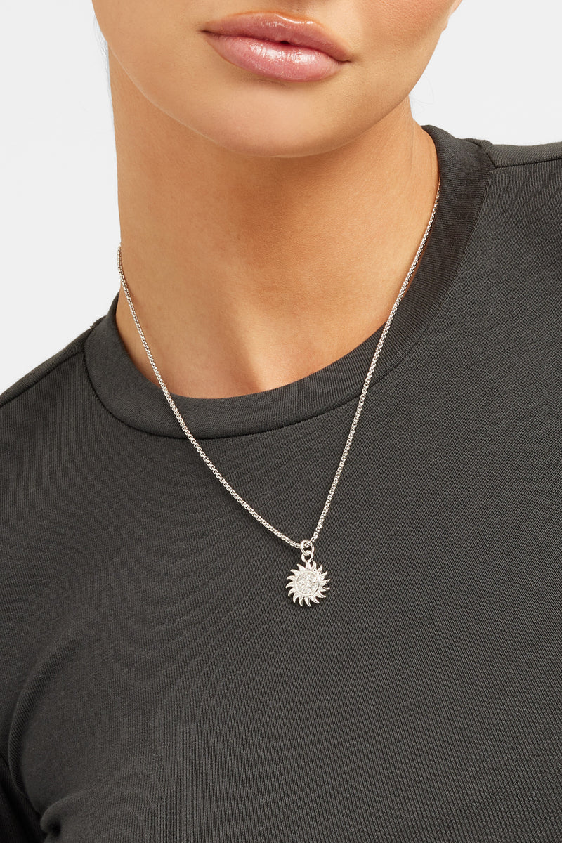 Iced Sunburst Box Chain Necklace