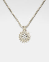 Iced Sunburst Box Chain Necklace