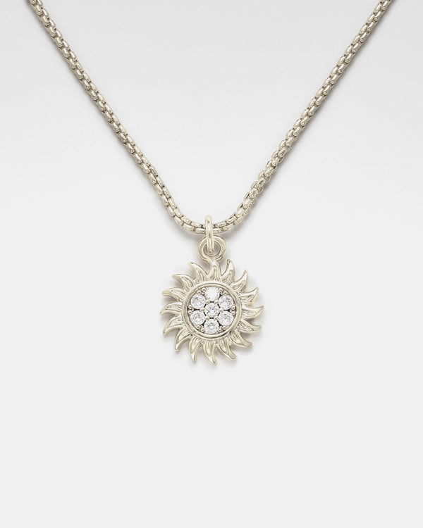 Iced Sunburst Box Chain Necklace