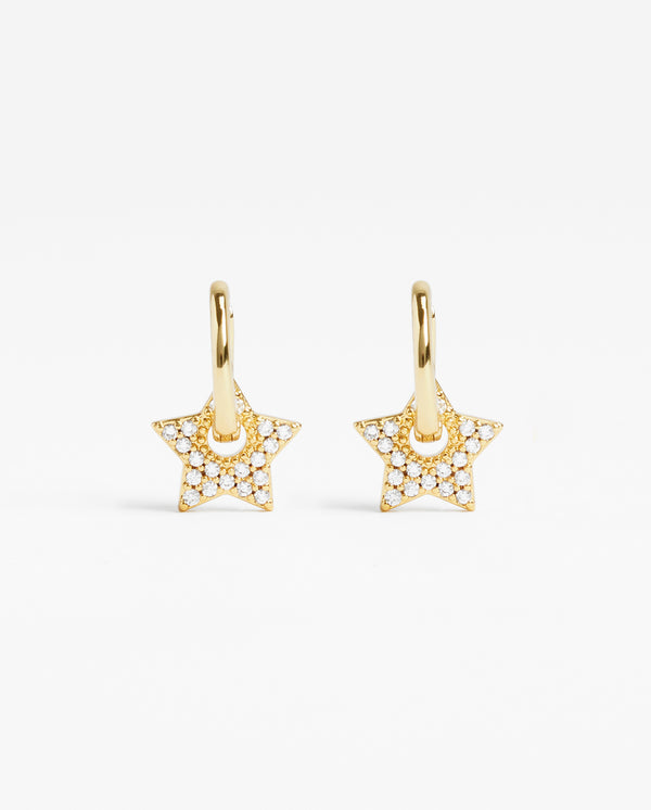 Iced Star Charm Huggie Earrings - Gold