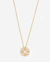 Iced Starburst Coin Necklace - Gold