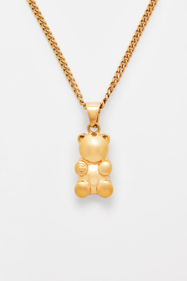 3mm Cernucci Bear Cuban Chain Necklace - Gold