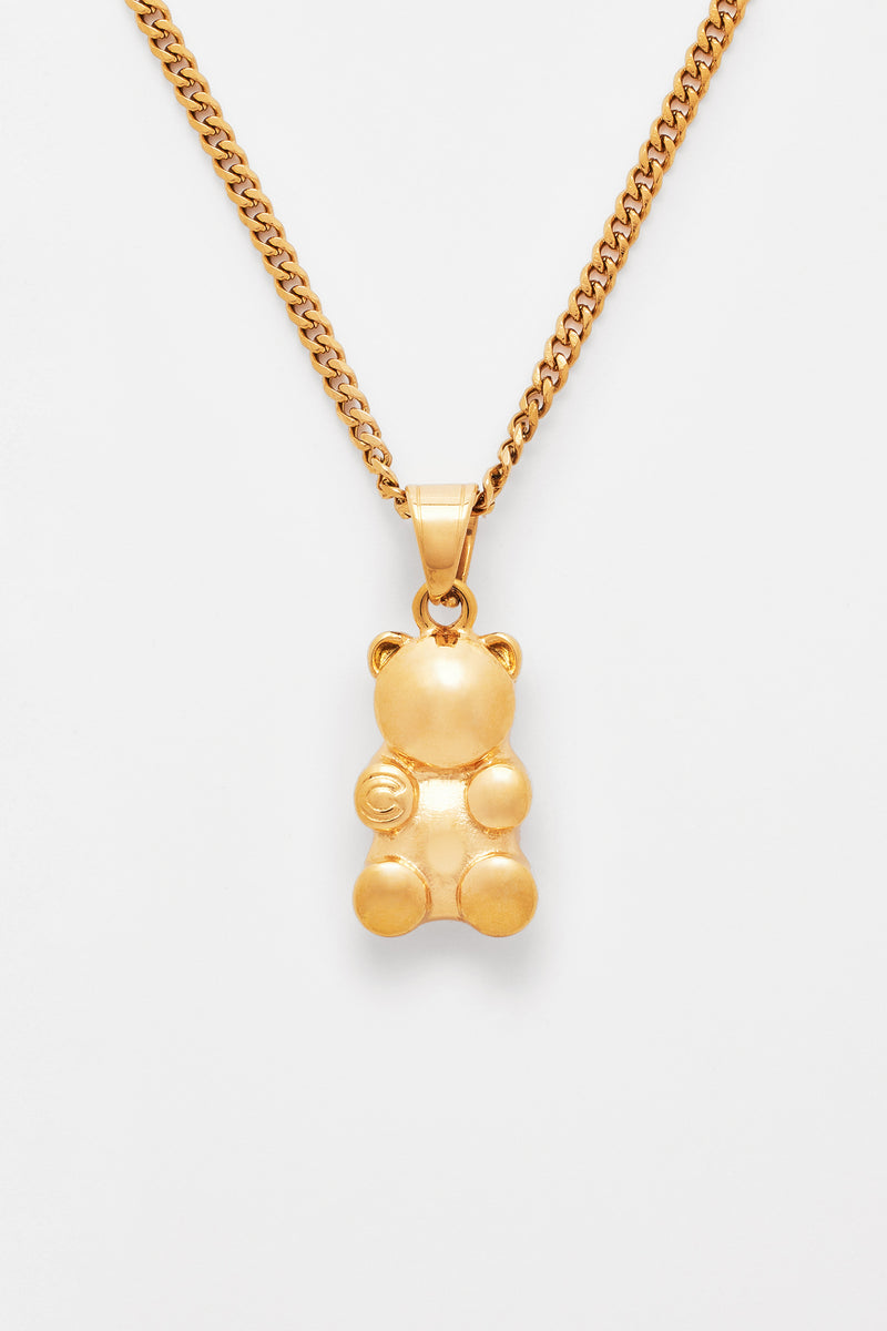 3mm Cernucci Bear Cuban Chain Necklace - Gold