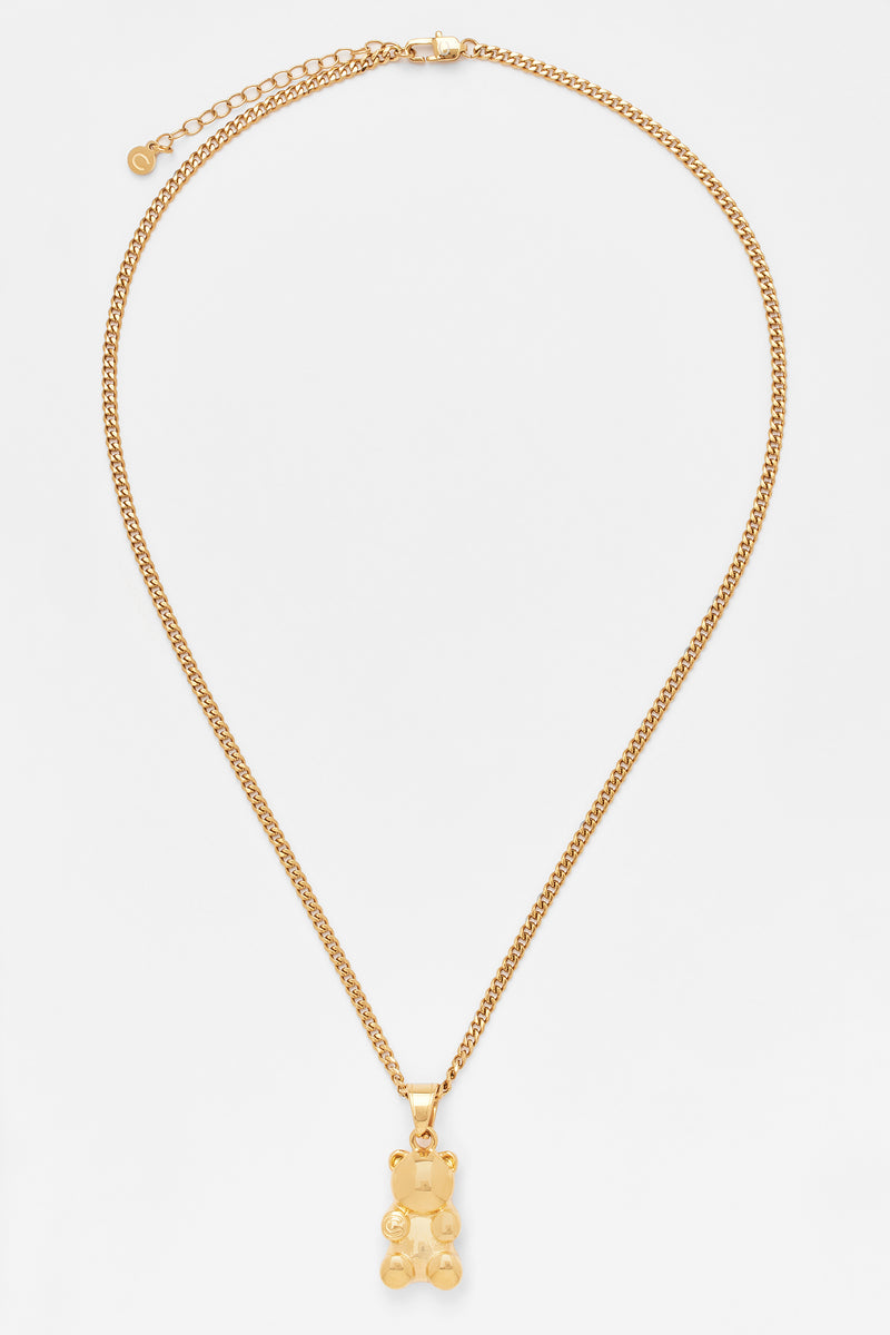 3mm Cernucci Bear Cuban Chain Necklace - Gold